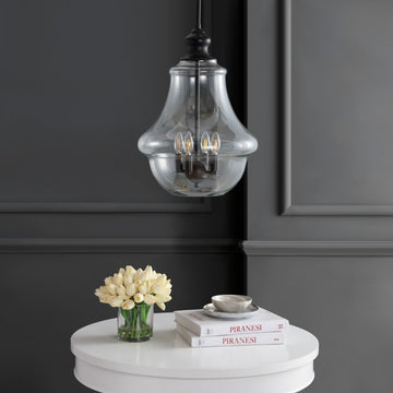 Adam Adjustable Metal/Glass LED Pendant - JONATHAN Y